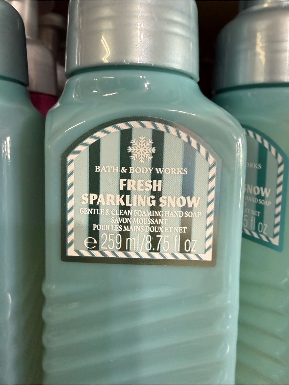 3 Bath & Body Works Fresh Sparkling Snow Foaming Hand Soap - Aqua Blue - Picture 2 of 2